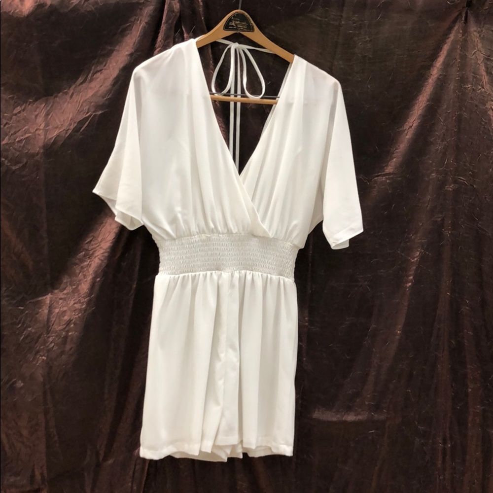 White Peep Shoulder Romper